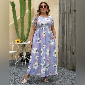 Plus Size Floral A-Line Print Dress
